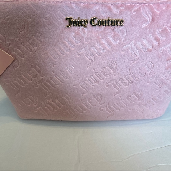 Juicy Couture Baby Pink Soft Cosmetic Travel Makeup Bag W/ 1 Toiletry Bottle - Picture 8 of 10